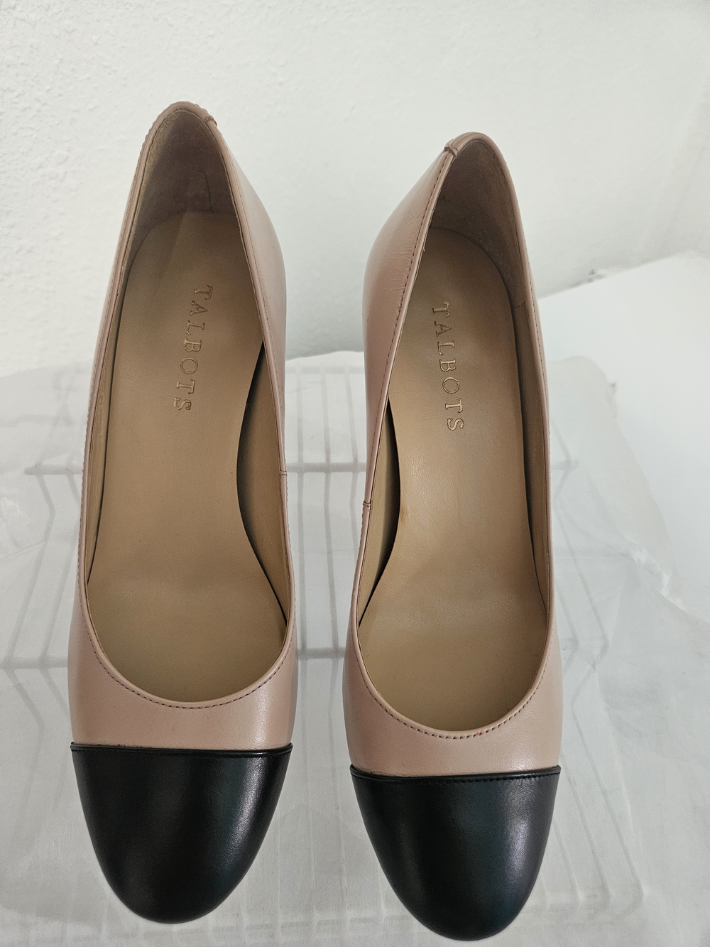 Talbots Pink and Black Cap-Toe Leather Pumps